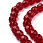 Half-Handmade Transparent Glass Beads Strands, Faceted(32 Facets) Round
