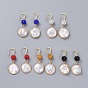 Natural Baroque Pearl Keshi Pearl Dangle Earrings, with Polymer Clay Rhinestone Beads, Copper Wire, Real 18K Gold Plated Brass Earring Hooks and Cardboard Packing Box