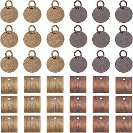 96 шт 4 стиль латунные пустые бирки ломтики подвески-шармы, квадратные и плоские круглые