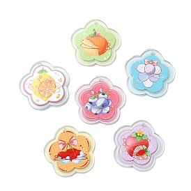 Transparent Printed Acrylic Pendants, Flower