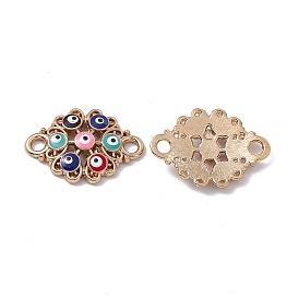 Alloy Enamel Connector Charms, Flower Links with Colorful Evil Eye