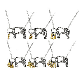 Creative Elephant Peanut Pendant Necklace with Heart-shaped Hollow Design