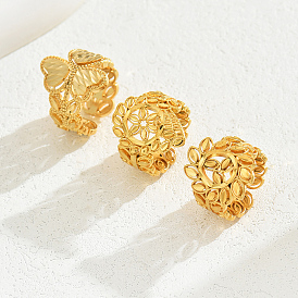 Латунные манжеты открытые кольца для женщин, цветок зерна пшеницы