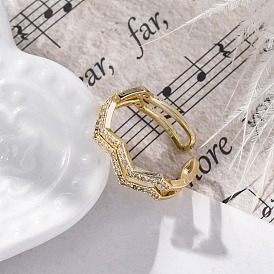 Кольца-манжеты с микропаве из латуни и прозрачными кубическими цирконами для женщин, долговечный, стойки покрытие, без свинца и без кадмия