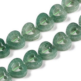 Natural Green Aventurine Beads Strands, Hollow Heart