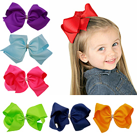 Grosgrain bowknot аллигаторные зажимы для волос, С железными аллигаторами, Акриловые стразы