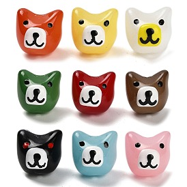 Выпечка окрашенные стеклянные бусины, с эмалью, собака