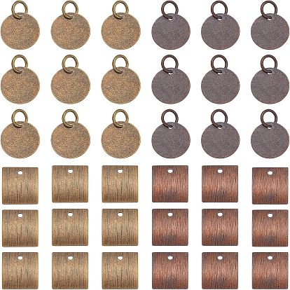 96 шт 4 стиль латунные пустые бирки ломтики подвески-шармы, квадратные и плоские круглые
