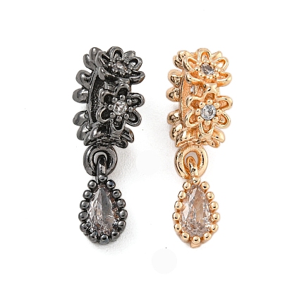 Стойка покрытие латунь прозрачный кубический цирконий европейские подвески-шармы, подвески с каплевидными отверстиями, долговечный, без свинца и без кадмия