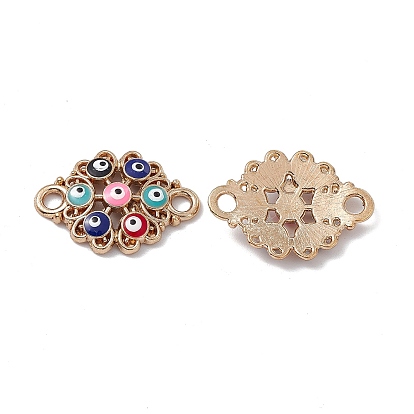 Alloy Enamel Connector Charms, Flower Links with Colorful Evil Eye