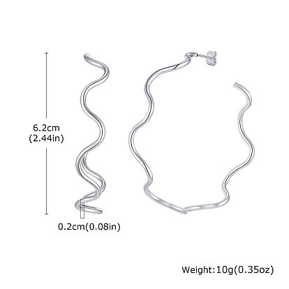 Волнистые 304 серьги-гвоздики из нержавеющей стали