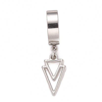 Créoles pendantes double triangle en acier inoxydable, bijoux punk hip-hop pour hommes femmes