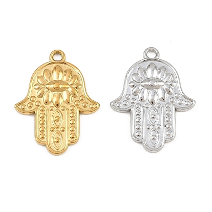 Pendentifs en acier inoxydable religion 304, main de hamsa avec des charmes de mauvais œil