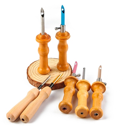 Bolígrafo con aguja perforadora para costura de bordado de madera, con pasadores de acero inoxidable
