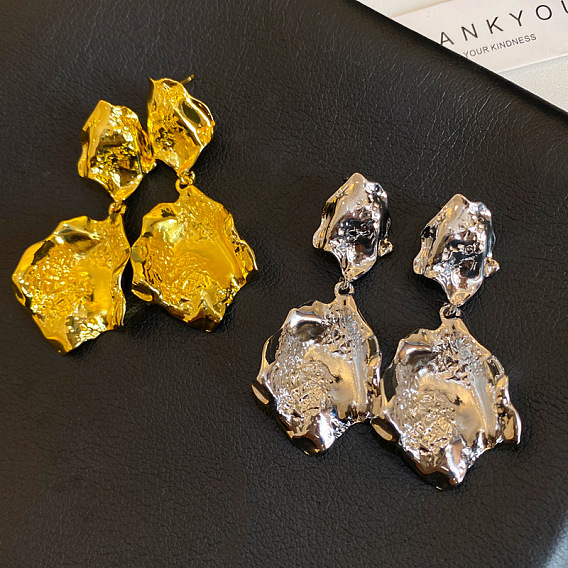 Alloy Stud Dangle Earrings for Women, Nuggets