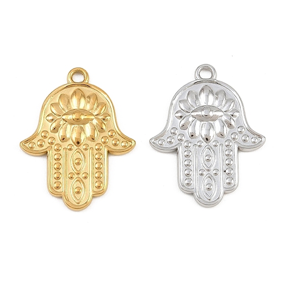 Religión 304 colgantes de acero inoxidable, mano de hamsa con amuletos de mal de ojo