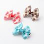 Iron Hair Barrette, with Handmade Woven Bowknot, Platinum, 56x42x16mm