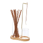 8-образная стеклянная подставка для благовоний., с деревянной основой и железными элементами.