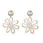 Brass with Glass Dangle Earrings for Women, Flower