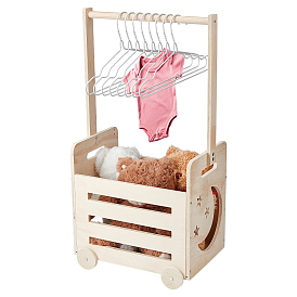Rectangle Wooden Baby Shower Closet Crates, with Plastic Kids' Hanger, Baby Storage Crate Gift Baskets with Handle