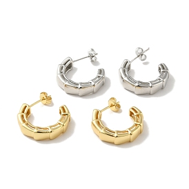Rack Plating Brass Rectangle Wrap Stud Earrings, Half Hoop Earrings for Women, Cadmium Free & Lead Free