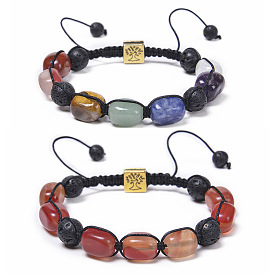 Bracelet en pierre naturelle fait main avec perles colorées et breloque arbre de vie