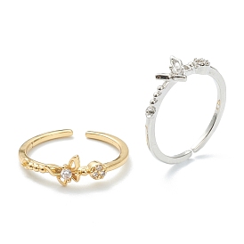 Кольца-манжеты из прозрачной латуни с кубическим цирконием, открытые кольца, долговечный, бабочка