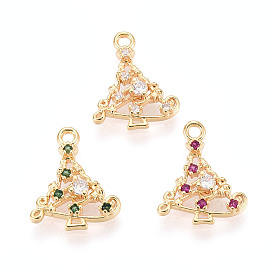 Латунные микро проложить кубического циркония прелести, рождественская елка, долговечный, без никеля , реальный 18 k позолоченный