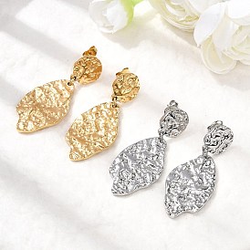 304 серьги-гвоздики из нержавеющей стали с текстурированными листьями и чеканкой, ионное покрытие (ip)