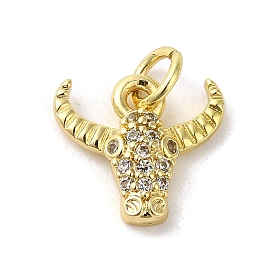 Rack Plating Brass Micro Pave CLear Cubic Zirconia Charms, with Jump Ring, Real 18K Gold Plated, Long-Lasting Plated, Cadmium Free & Lead Free
