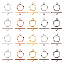 Tibetan Style Alloy Toggle Clasps, Flat Round, Cadmium Free & Nickel Free & Lead Free, Ring
