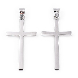 Rhodium Plated 925 Sterling Silver Pendants, Religion Cross with 925 Stamp