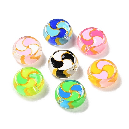 Стеклянные бусины, бусины ручной работы, с эмалью, плоско-круглые