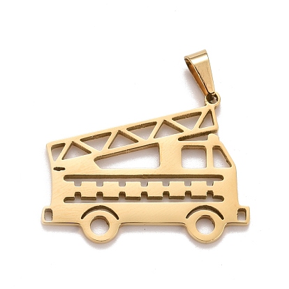 304 Stainless Steel Pendants with 201 Stainless Steel Clasp, Fire Fighting Truck