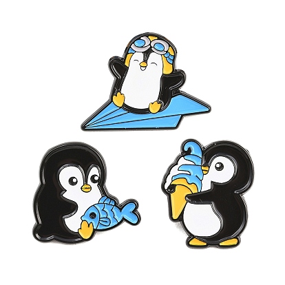 Эмалевые значки в виде пингвинов из сплава, черные застежки для значков на лацканах для рюкзаков и одежды