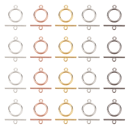Tibetan Style Alloy Toggle Clasps, Flat Round, Cadmium Free & Nickel Free & Lead Free, Ring