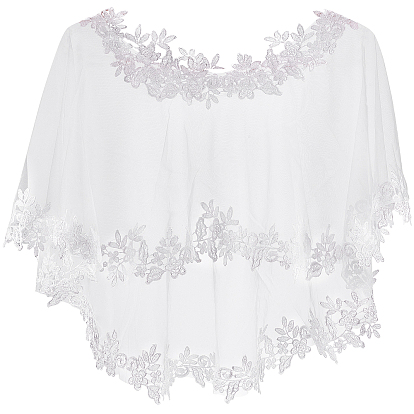 Съемные свадебные кружевные шали из полиэстера, шаль болеро, свадебная кружевная накидка с цветочным принтом