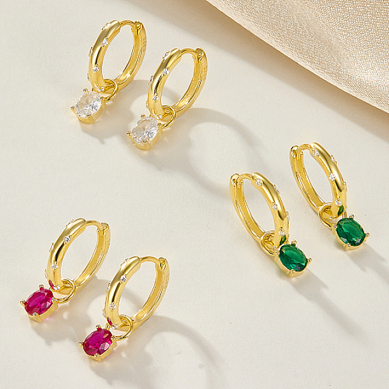 Серьги-кольца из настоящего 18k позолоченного 925 стерлингового серебра, серьги-подвески с бриллиантами и цирконием, с печатью 925