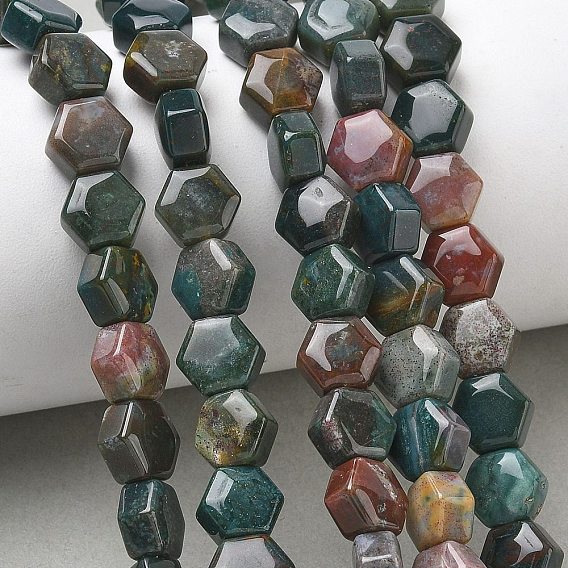 Natural Indian Agate Beads Strands, Hexagon