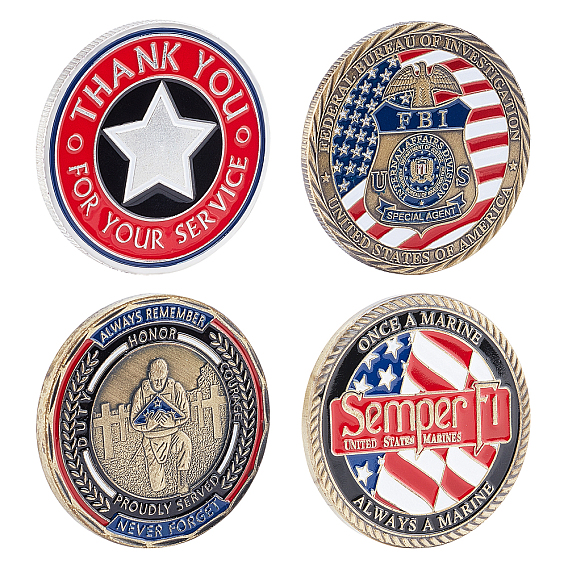 SUPERFINDINGS 3Pcs 3 Style Military Veterans Iron Challenge Coin, Appreciation Gift