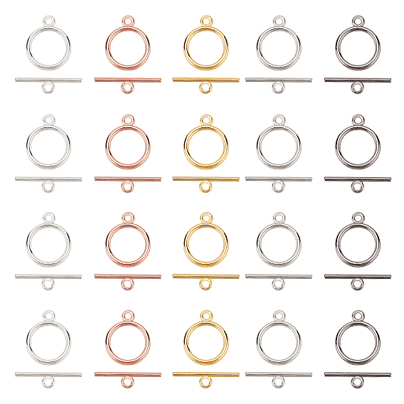 Tibetan Style Alloy Toggle Clasps, Flat Round, Cadmium Free & Nickel Free & Lead Free, Ring
