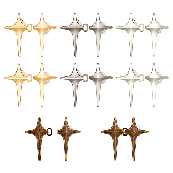 8 juegos 4 colores brillantes con forma de estrella, aleación, botones de mezclilla ajustables, tensor de cintura, sujetadores de costura para accesorios de prendas de vestir