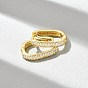 Овальные серьги-кольца из латуни с микропаве из прозрачных кубических цирконий, без свинца и без кадмия, долговечный