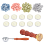 DIY Scrapbook Making Kits, Including 1Pc Wood Handle, 1Pc Brass Wax Seal Stamp Head, 80Pcs 4 Colors Sealing Wax Particles, 1Pc Brass Wax Sticks Melting Spoon, 10 Box Paraffin Candles