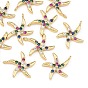 SHEGRACE Brass Colorful Cubic Zirconia Charms, Starfish Charms, Cadmium Free & Lead Free & Nickel Free