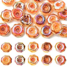 20шт. 5 цвета, гальваническое покрытие, прозрачные смоляные бусины, пончик