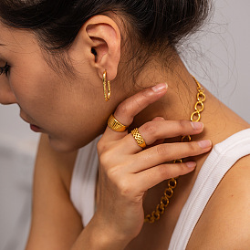 18K Gold Stainless Steel C-shaped Lava Titanium Steel Earrings - Fashionable, Elegant, Durable.