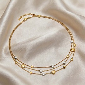 Duo Tone Alloy Heart 3 Layer Necklaces for Women