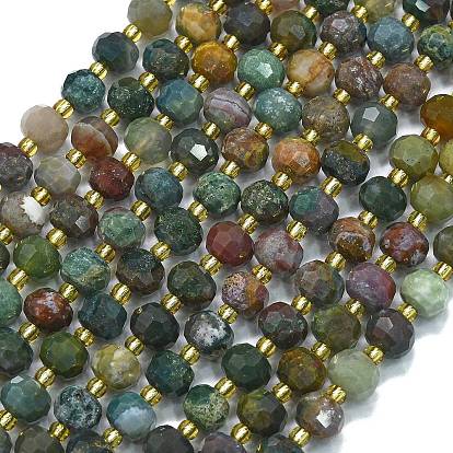 Природного индийского агата бисер нитей, с бисером, граненые, фонарь