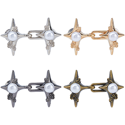 8шт. 4 цветов, булавки для джинсов в форме звезды из цинкового сплава с регулируемой застежкой, с абс пластмассовым, подтяжка талии, швейные застежки для аксессуаров к одежде